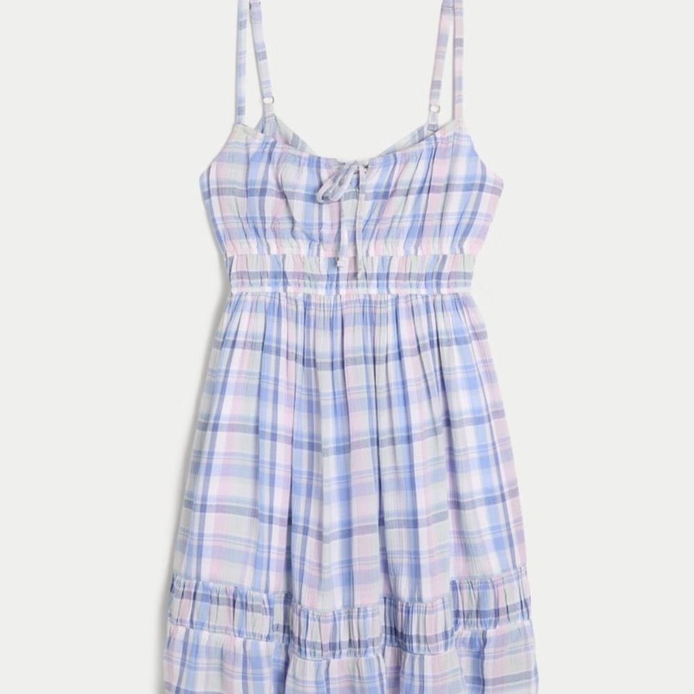 Hollister Pastel Plaid Tie Back Mini Skort Dress